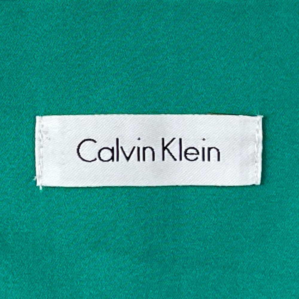 CALVIN KLEIN Square Neckline Sleeveless Belted Pleated Dress Christmas 50s Retro - Picture 11 of 12